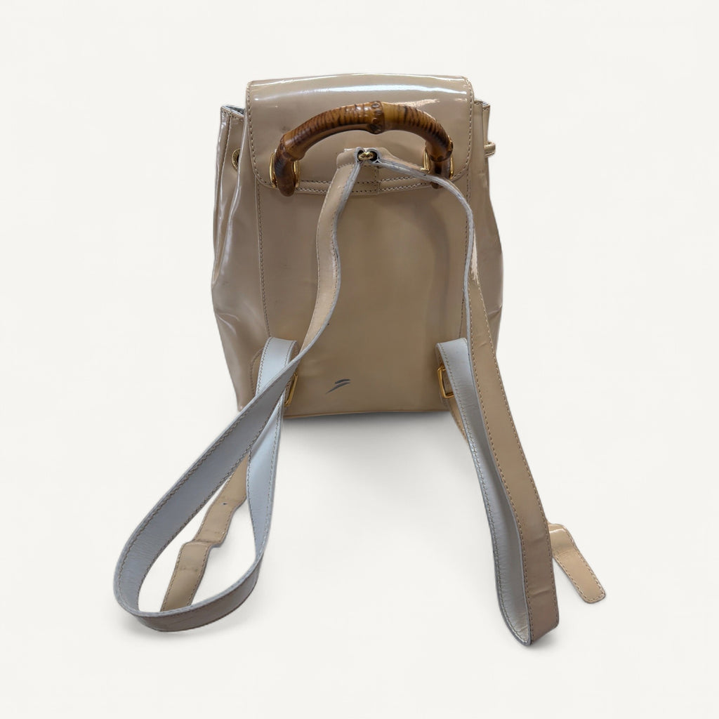 Gucci Vintage Patent Backpack in Cream