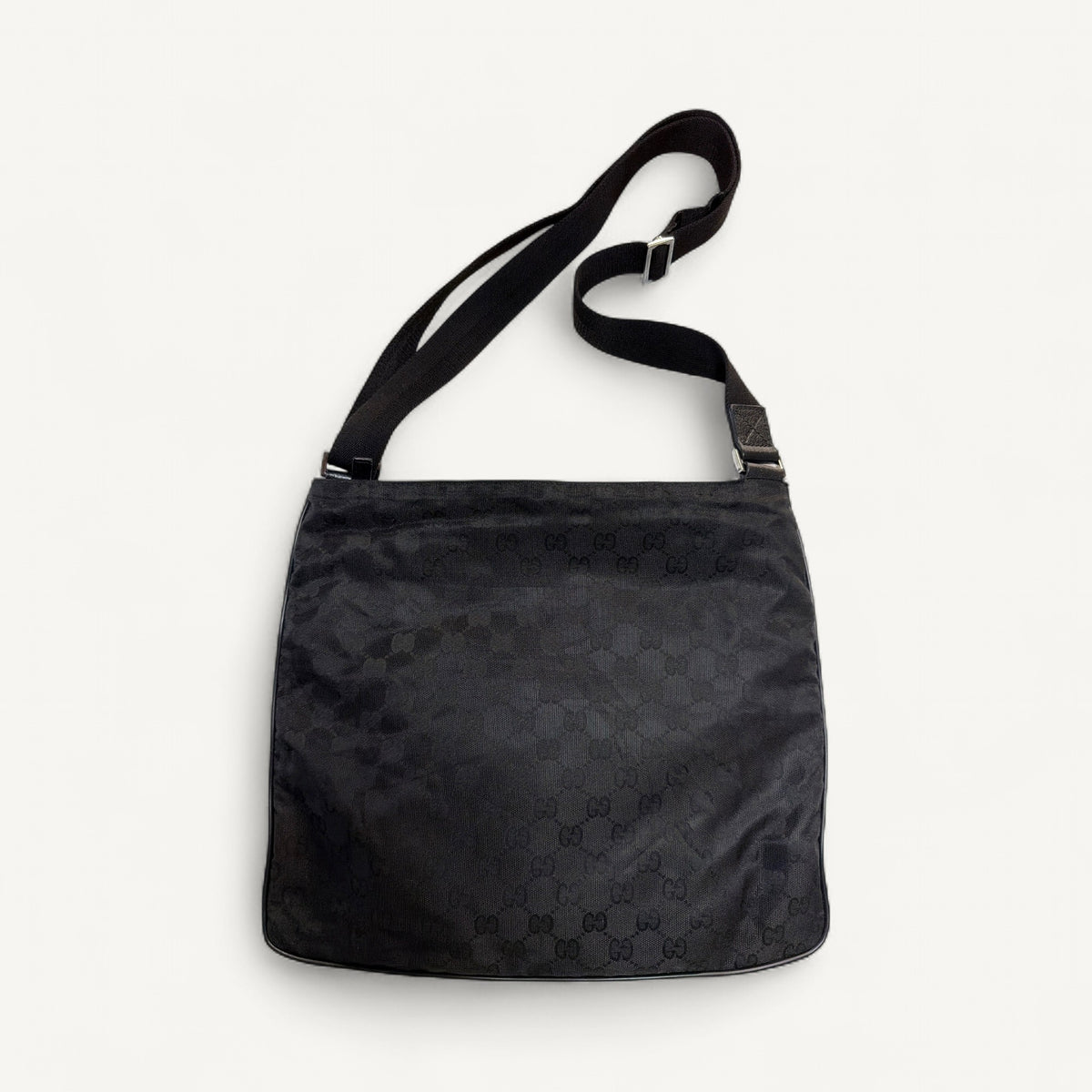 Gucci Monogram Canvas Nylon Messenger Crossbody in Black