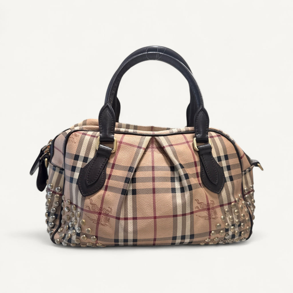 Burberry Haymarket Check Studded Bag in Brown