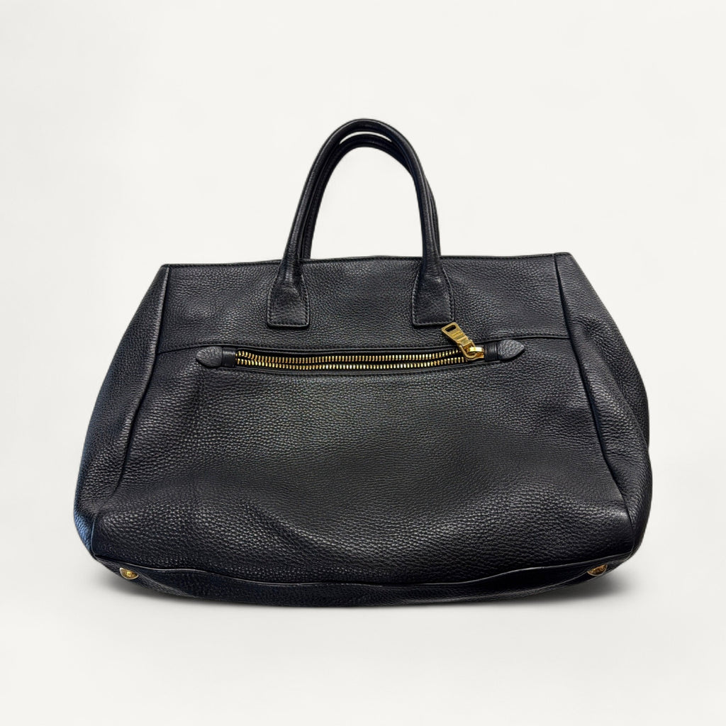 Prada Vitello Daino Convertible Tote in Black