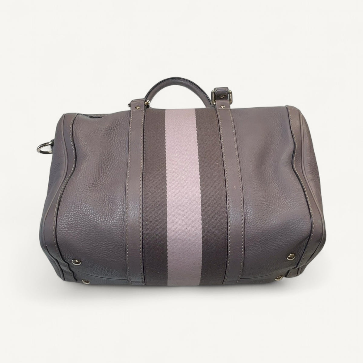 Gucci Web Stripe Boston Bowler Bag in Gray