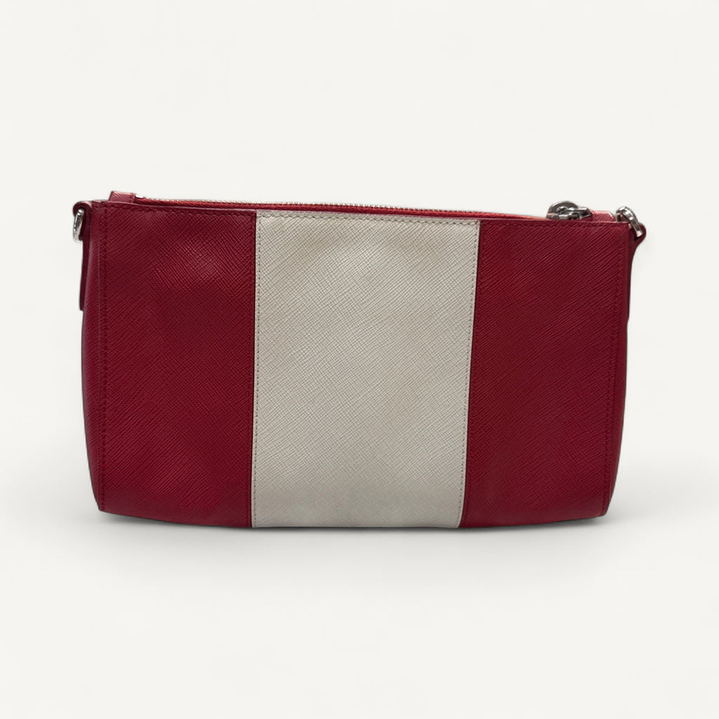 Prada Red White Clutch in White & Red