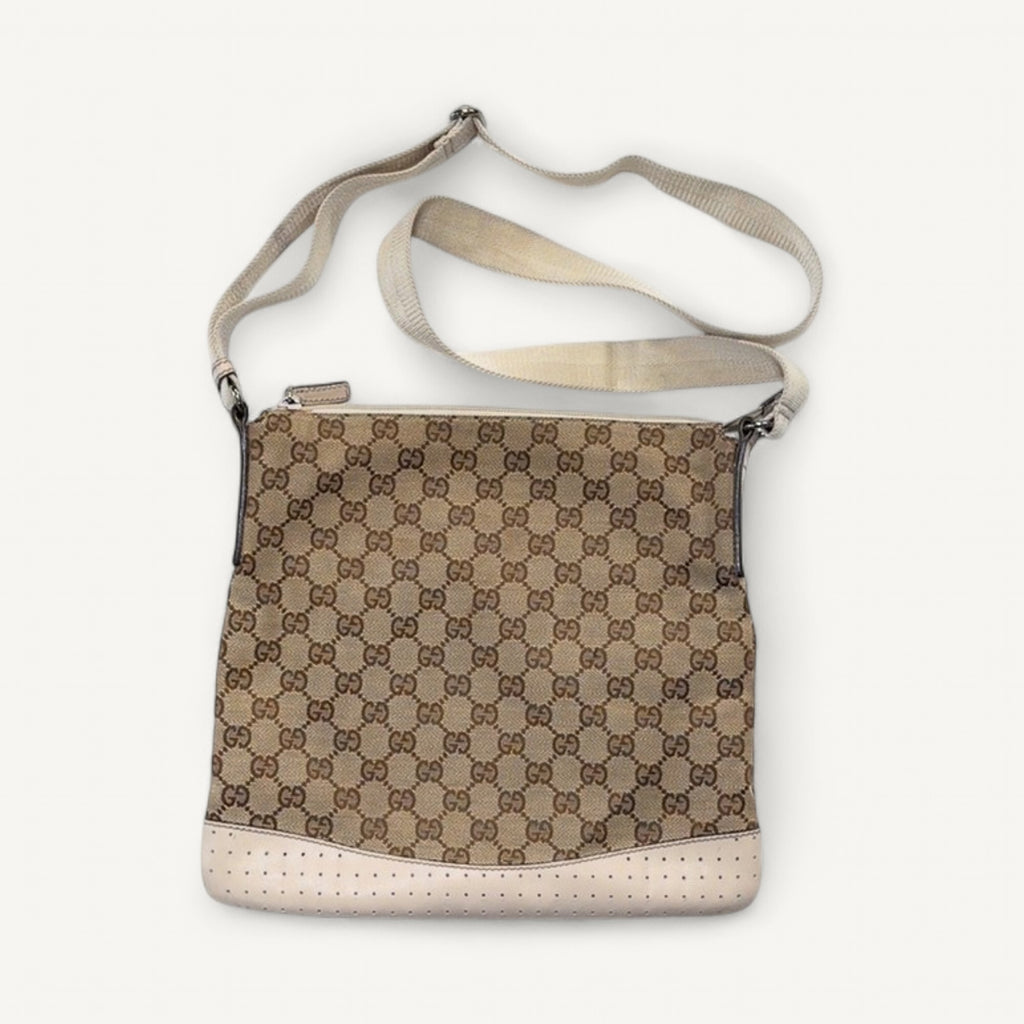 Gucci GG Canvas Crossbody in White & Brown