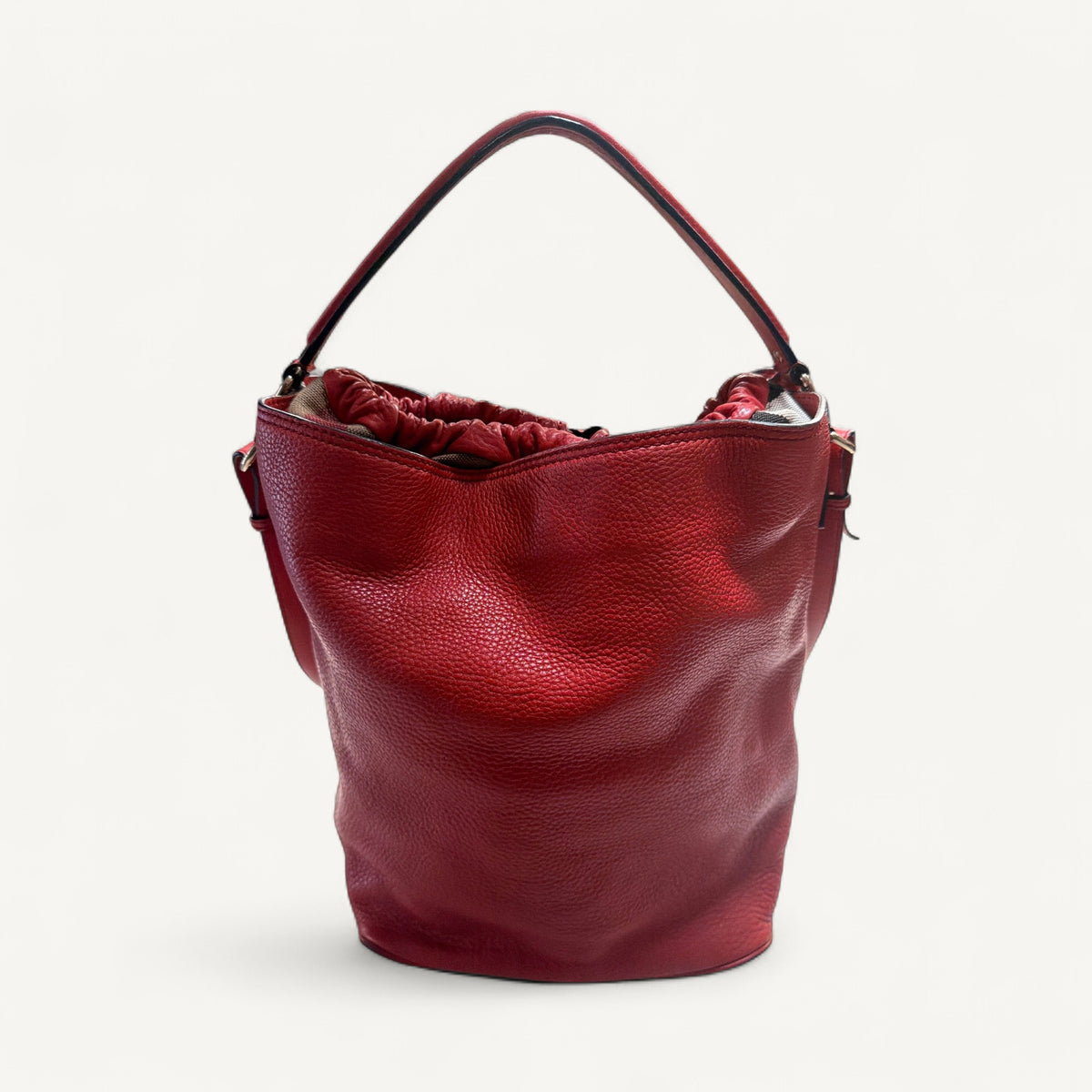 Burberry Bucket Hobo Messenger Bag in Red