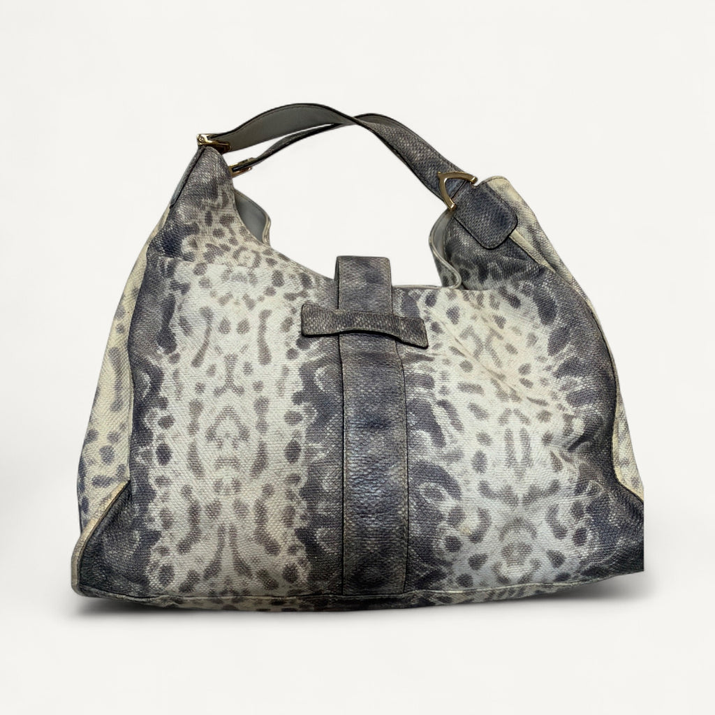 Gucci Soft Strirup Phyton Tote in Gray