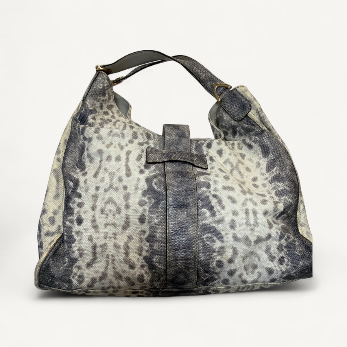 Gucci Soft Strirup Phyton Tote in Gray