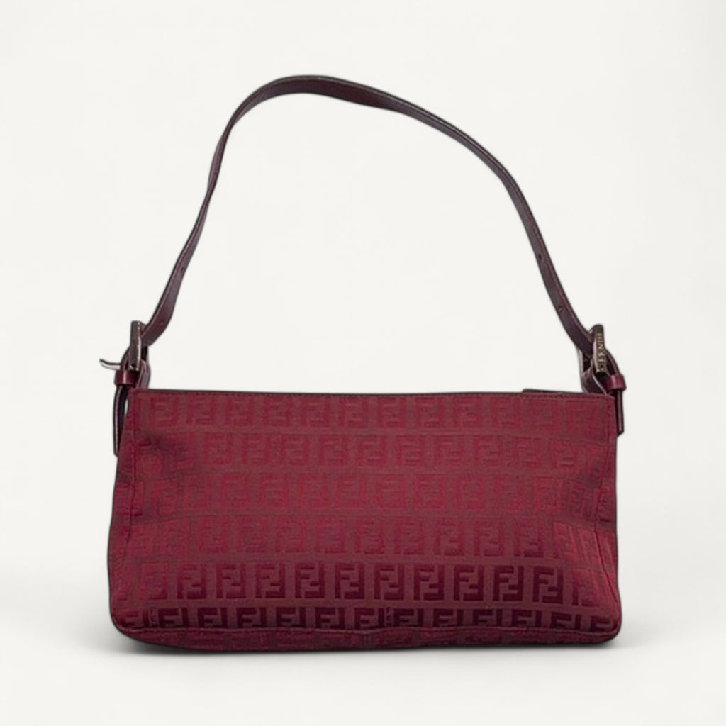 Fendi Zucca Canvas Pochette Shoulder Bag in Red