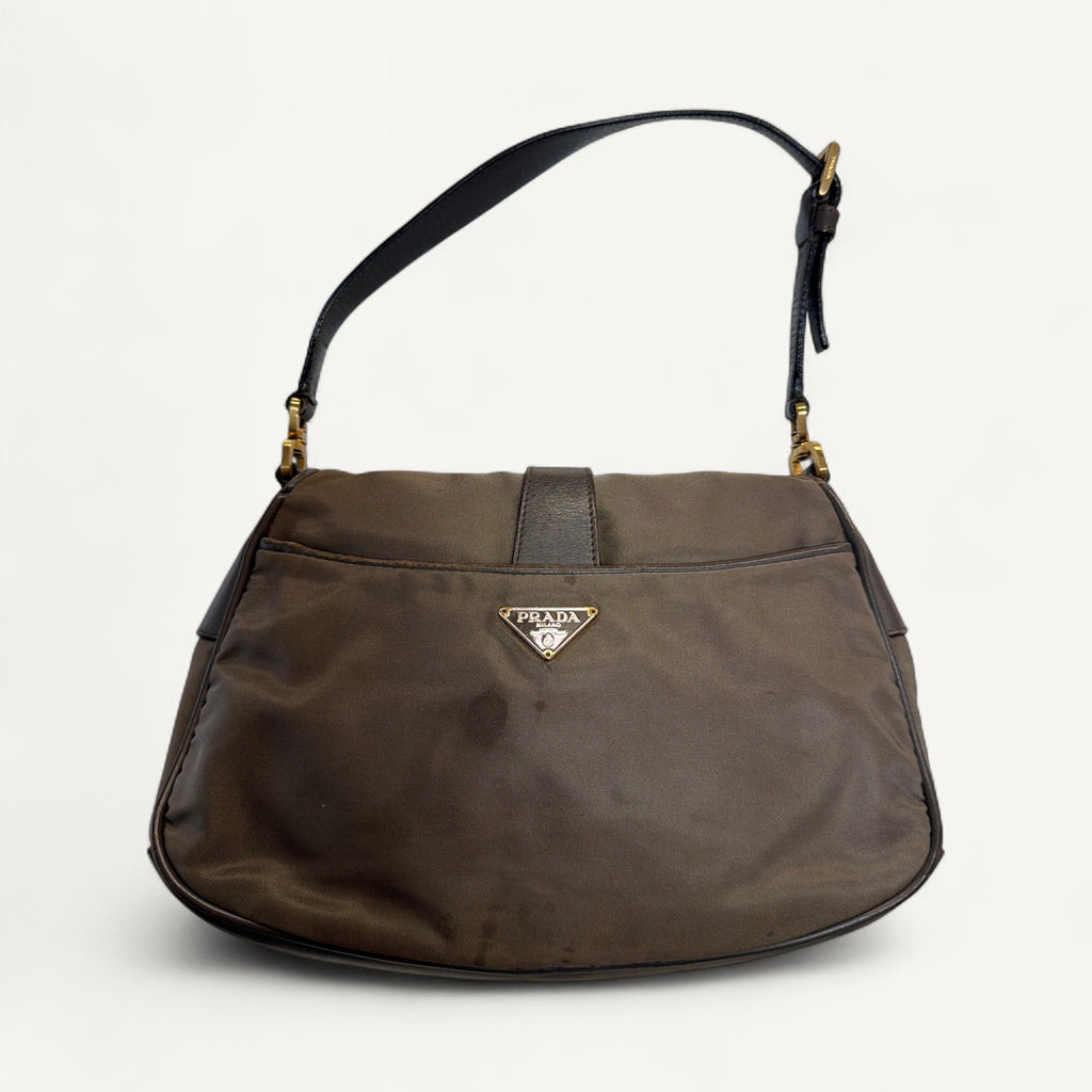 Prada Nylon Tessuto Flap Hobo Hobo Bag in Green