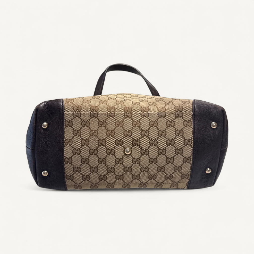 Gucci GG Canvas Tote in Dark Brown