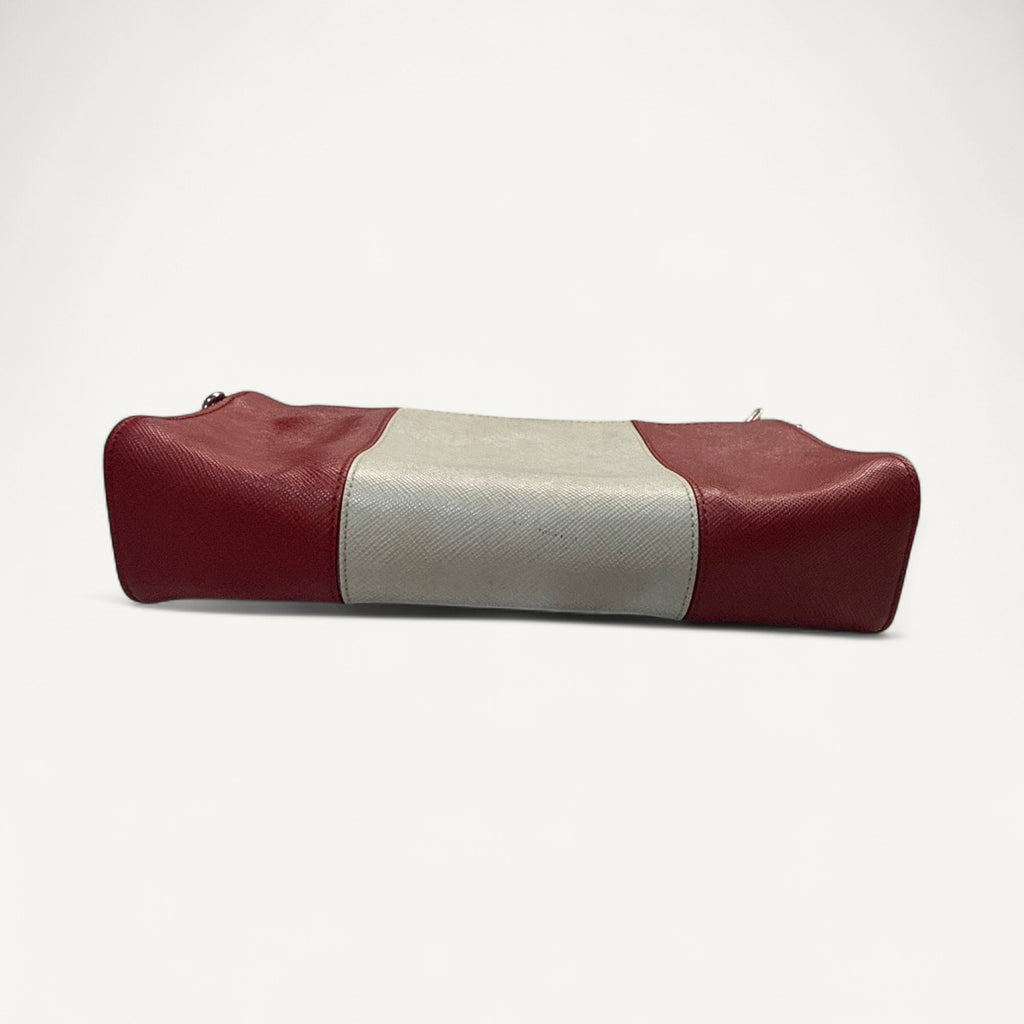 Prada Red White Clutch in White & Red