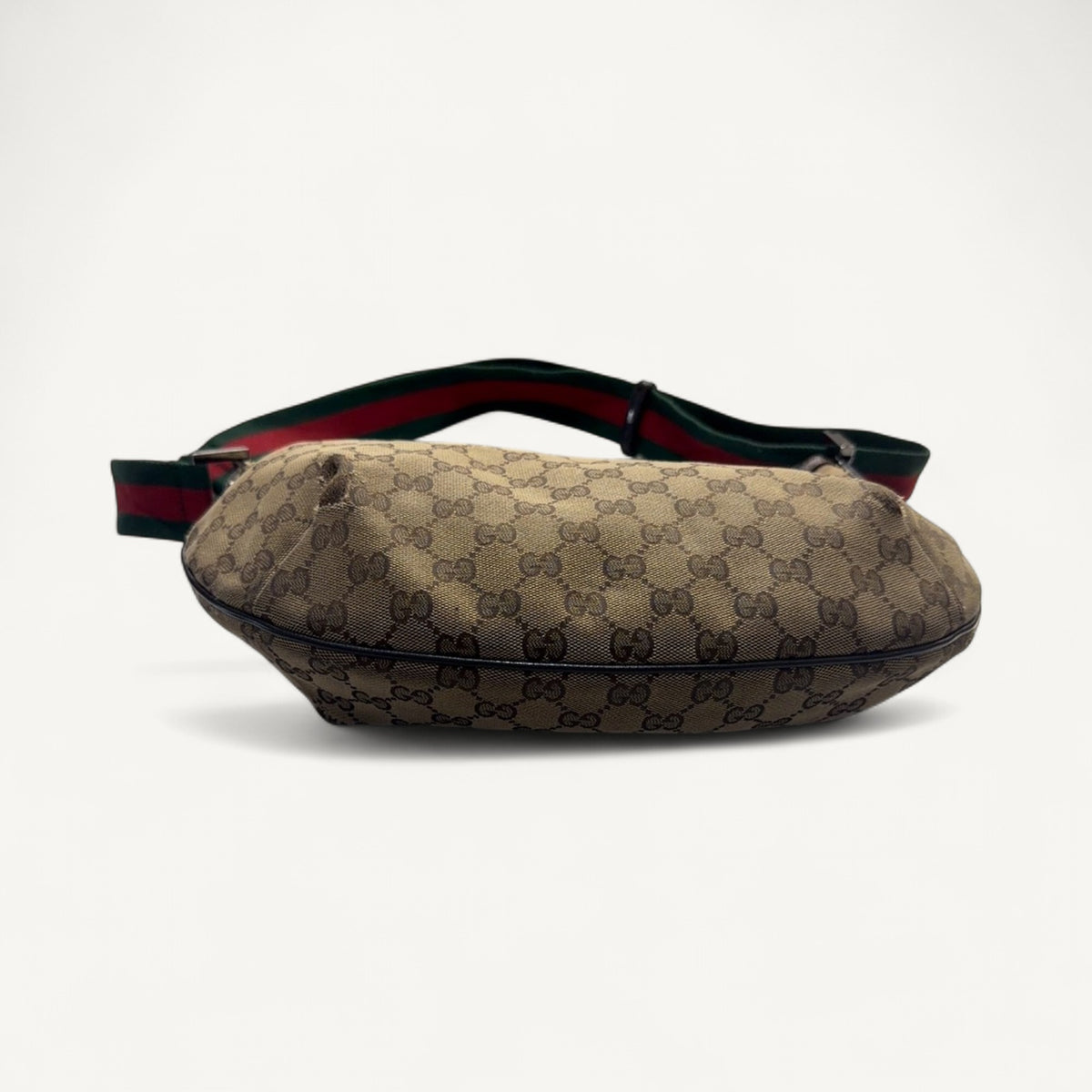 Gucci Crescent Web Strap Halfmoon Messenger in Brown