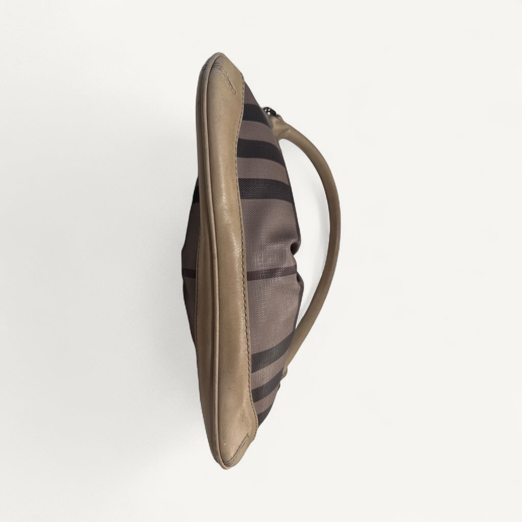 Burberry Check Canvas Shoulder Bag in Brown