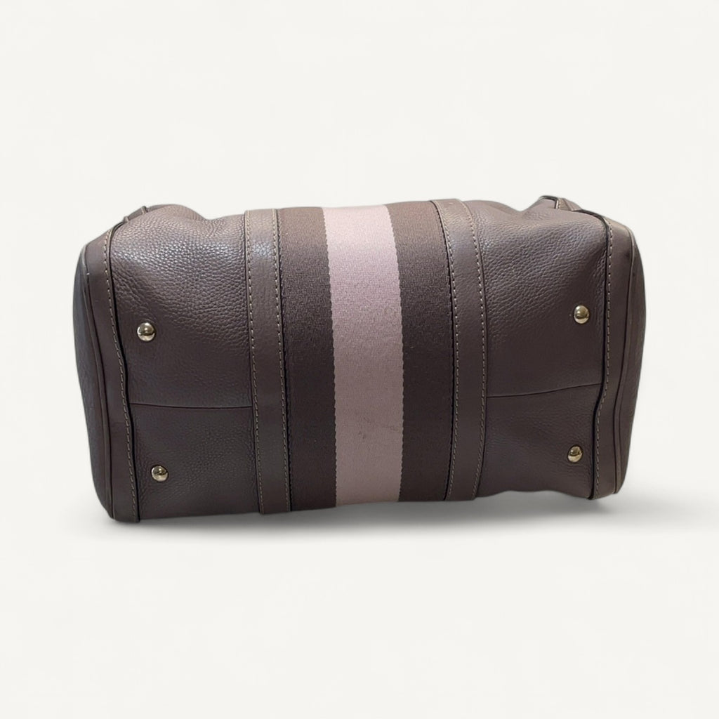 Gucci Web Stripe Boston Bowler Bag in Gray