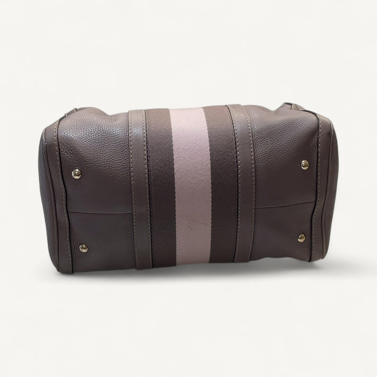 Gucci Web Stripe Boston Bowler Bag in Gray