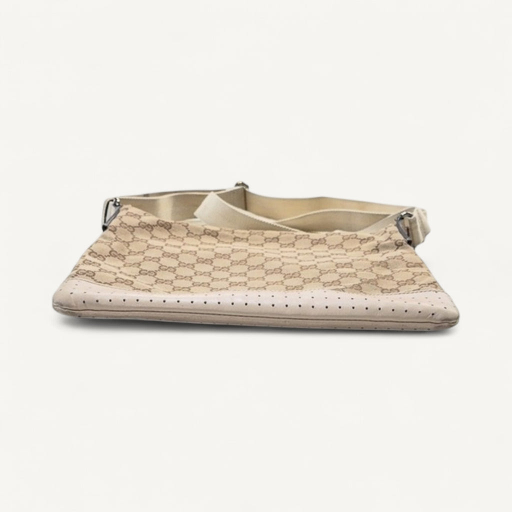 Gucci GG Canvas Crossbody in White & Brown
