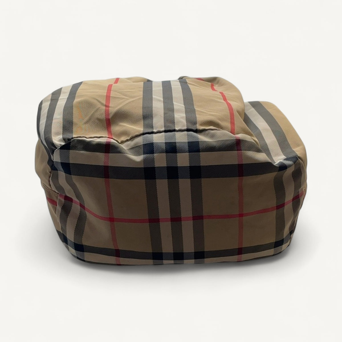 Burberry Vintage Check & Icon Stripe Drawstring Bucket Bag in Brown