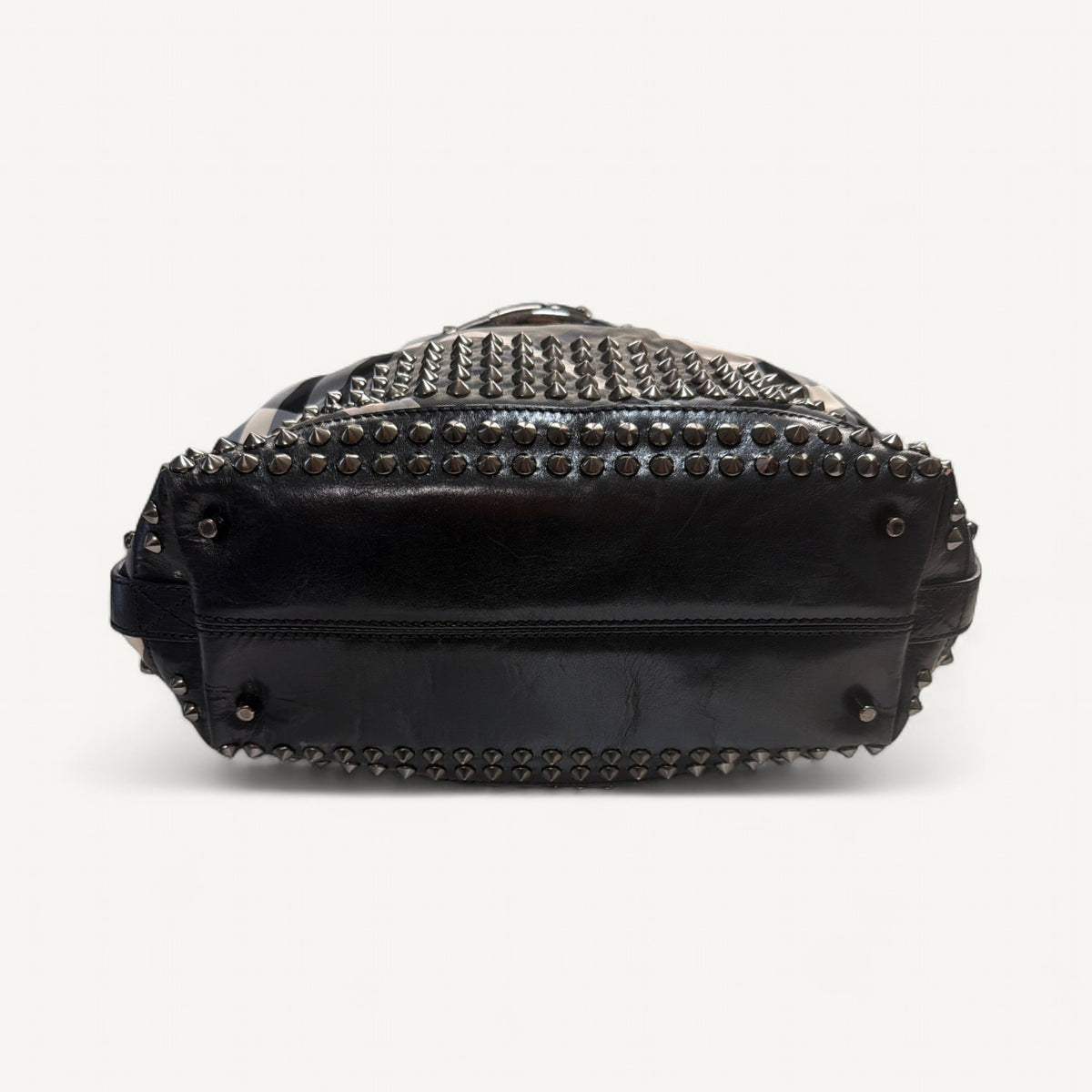 Burberry Check Studded Hobo in Black