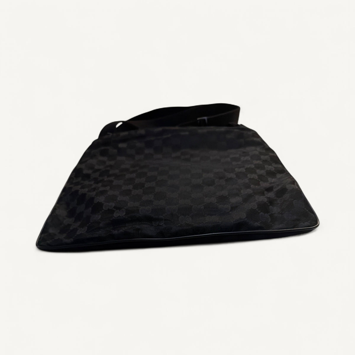 Gucci Monogram Canvas Nylon Messenger Crossbody in Black