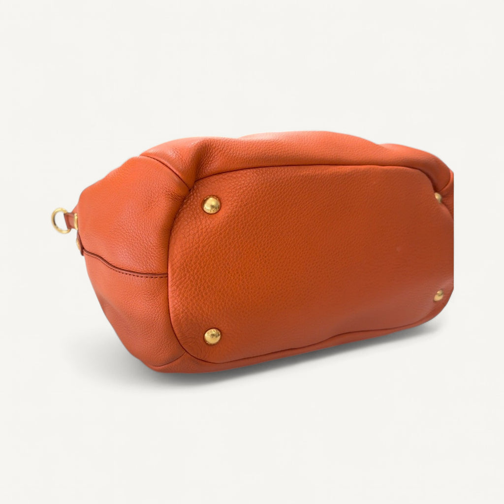 Prada Vitello Daino Convertible Tote in Orange