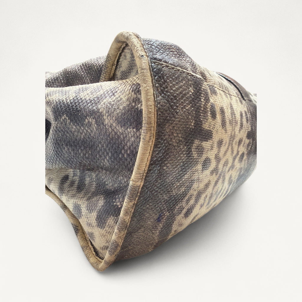 Gucci Soft Strirup Phyton Tote in Gray