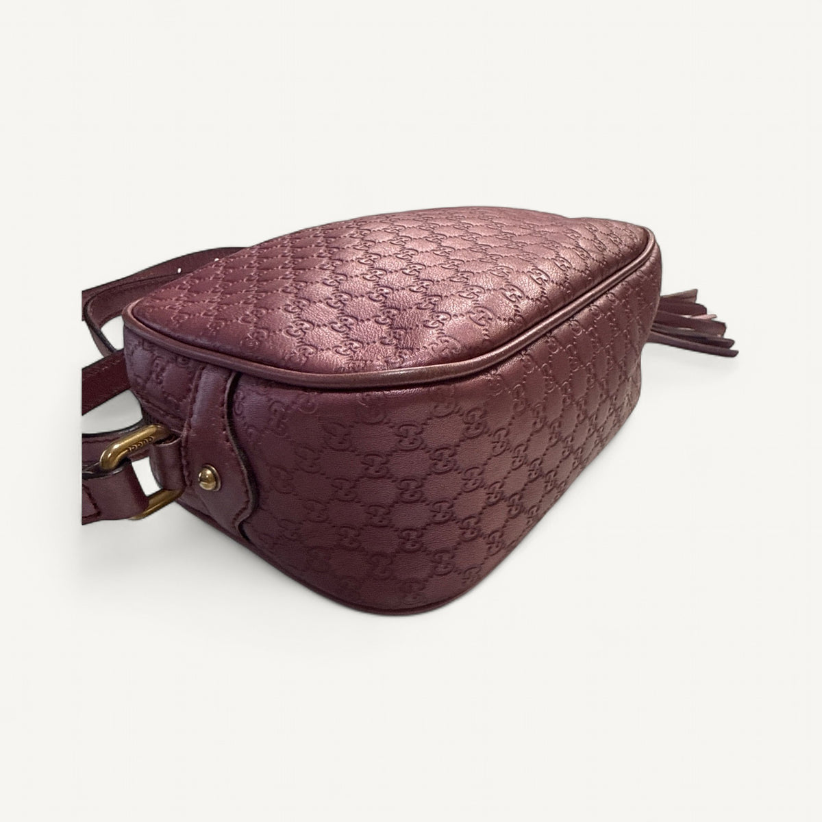 Gucci Guccissima Bree Camera Crossbody Bag in Metallic Pink