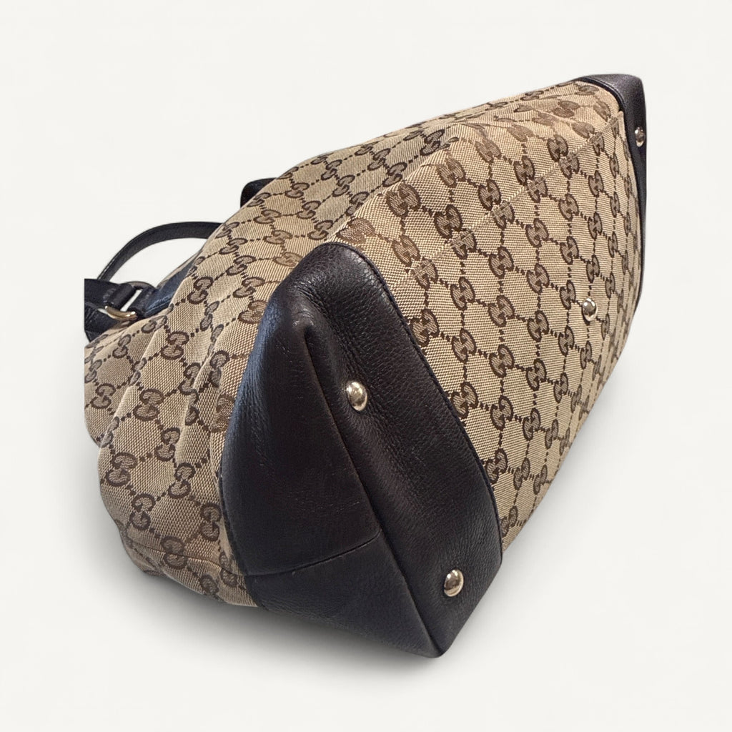 Gucci GG Canvas Tote in Dark Brown
