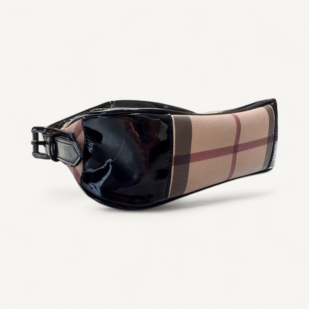 Burberry Novacheck Pochette Hobo Bag in Black