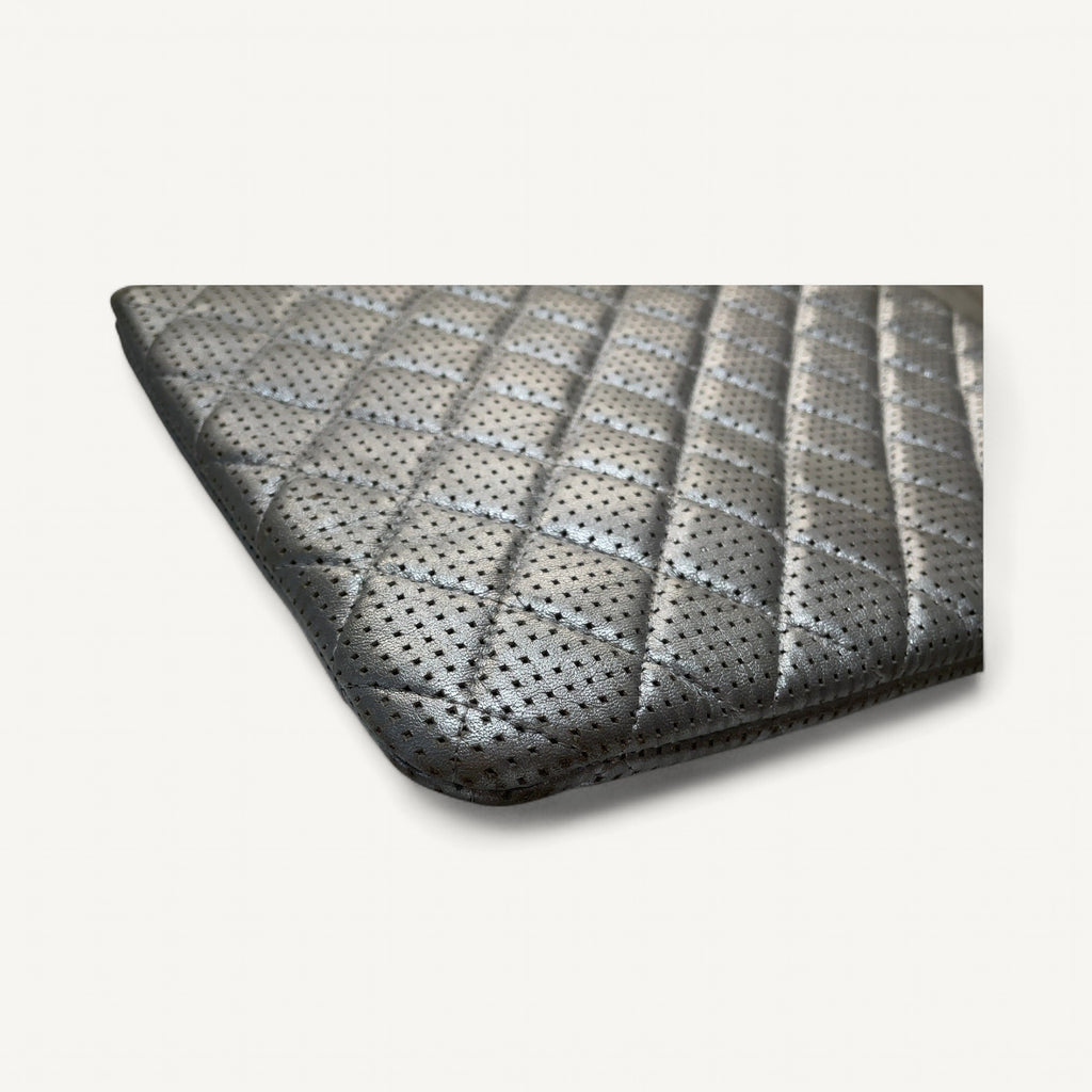 Chanel Perforated Quilted Zip Pouch in Silver