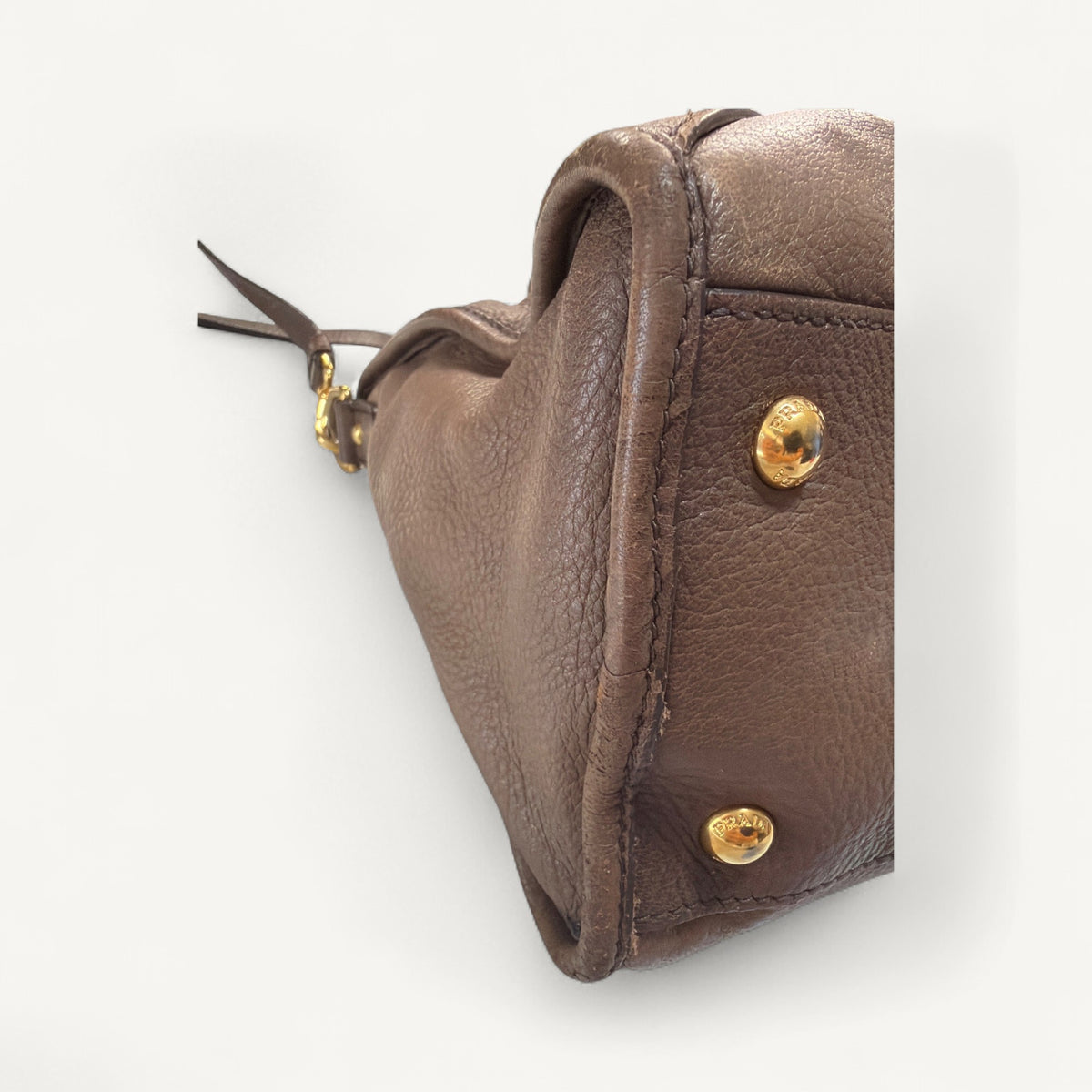Prada Front Zipper Vitello Daino in Brown