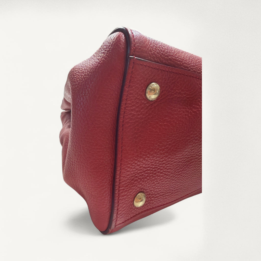 Prada Vitello Daino Crossbody Bag in Red