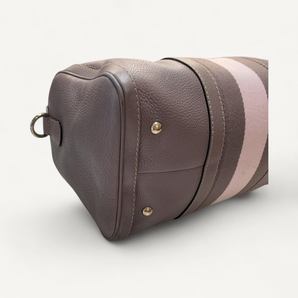 Gucci Web Stripe Boston Bowler Bag in Gray