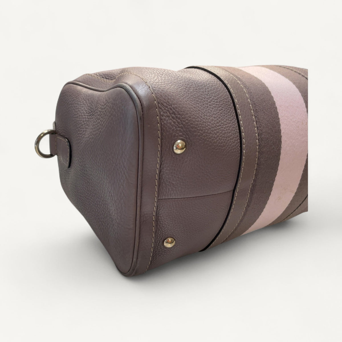 Gucci Web Stripe Boston Bowler Bag in Gray
