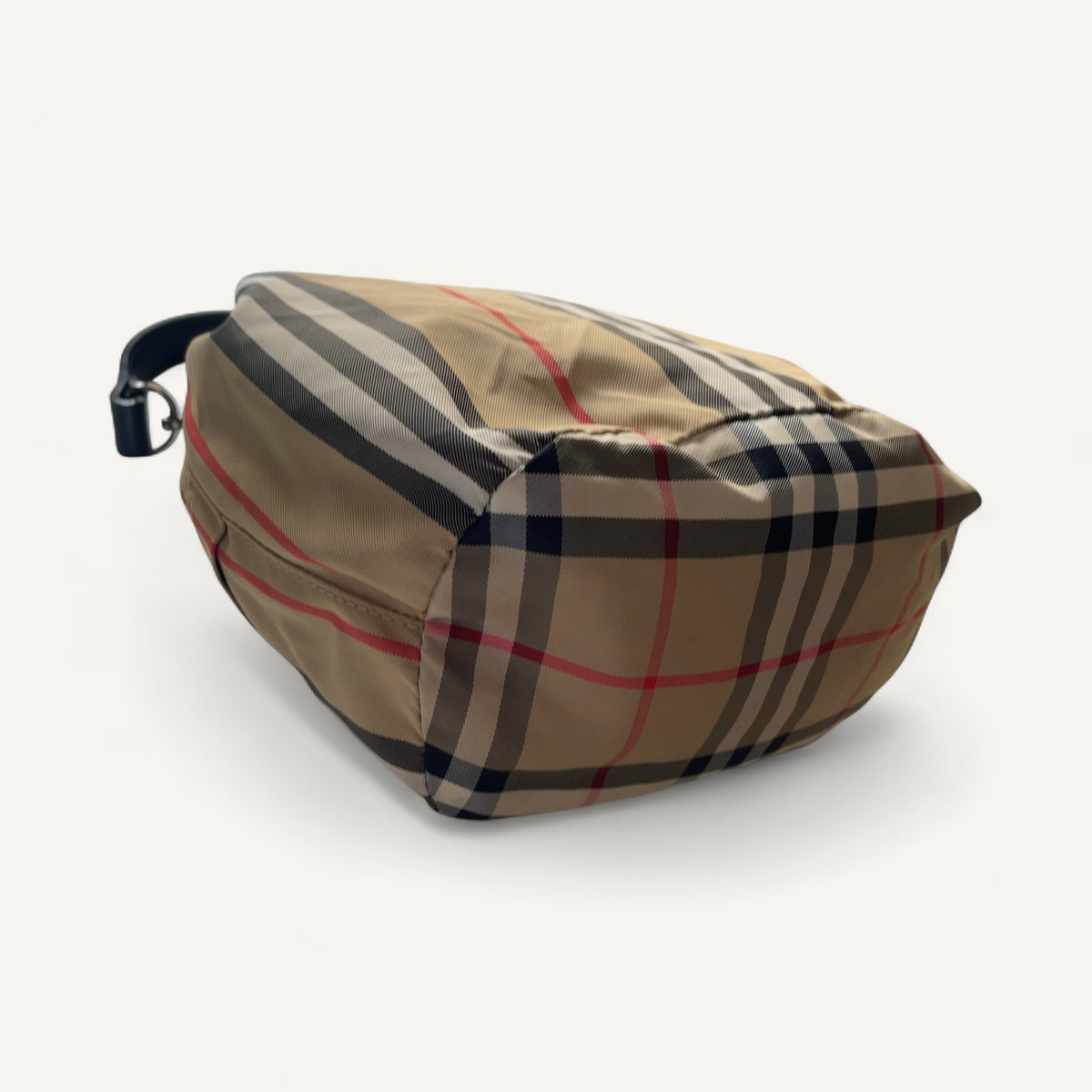Burberry Vintage Check & Icon Stripe Drawstring Bucket Bag in Brown