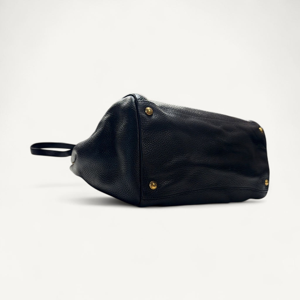Prada Vitello Daino Convertible Tote in Black