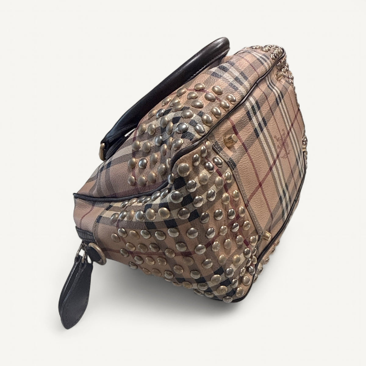 Burberry Haymarket Check Studded Bag in Brown