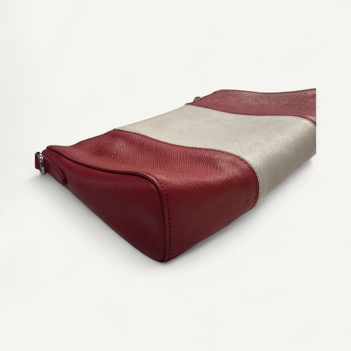 Prada Red White Clutch in White & Red