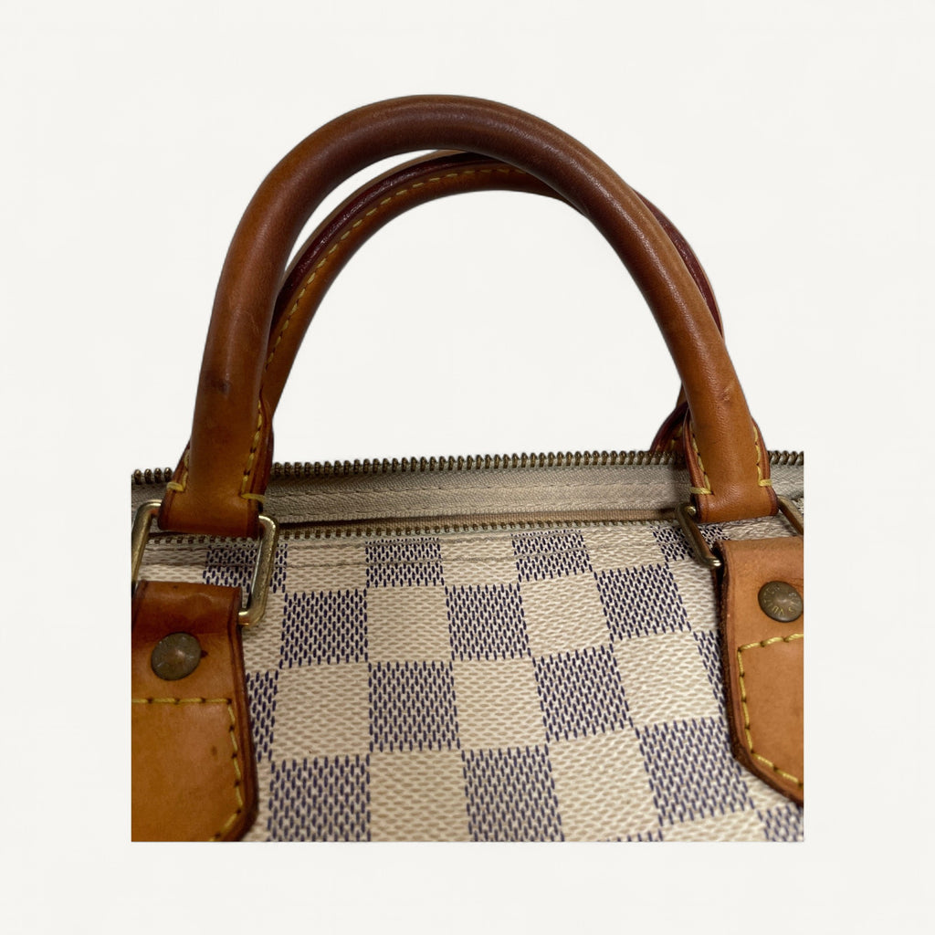 Louis Vuitton Damier Azur Speedy 30 Handbag in White