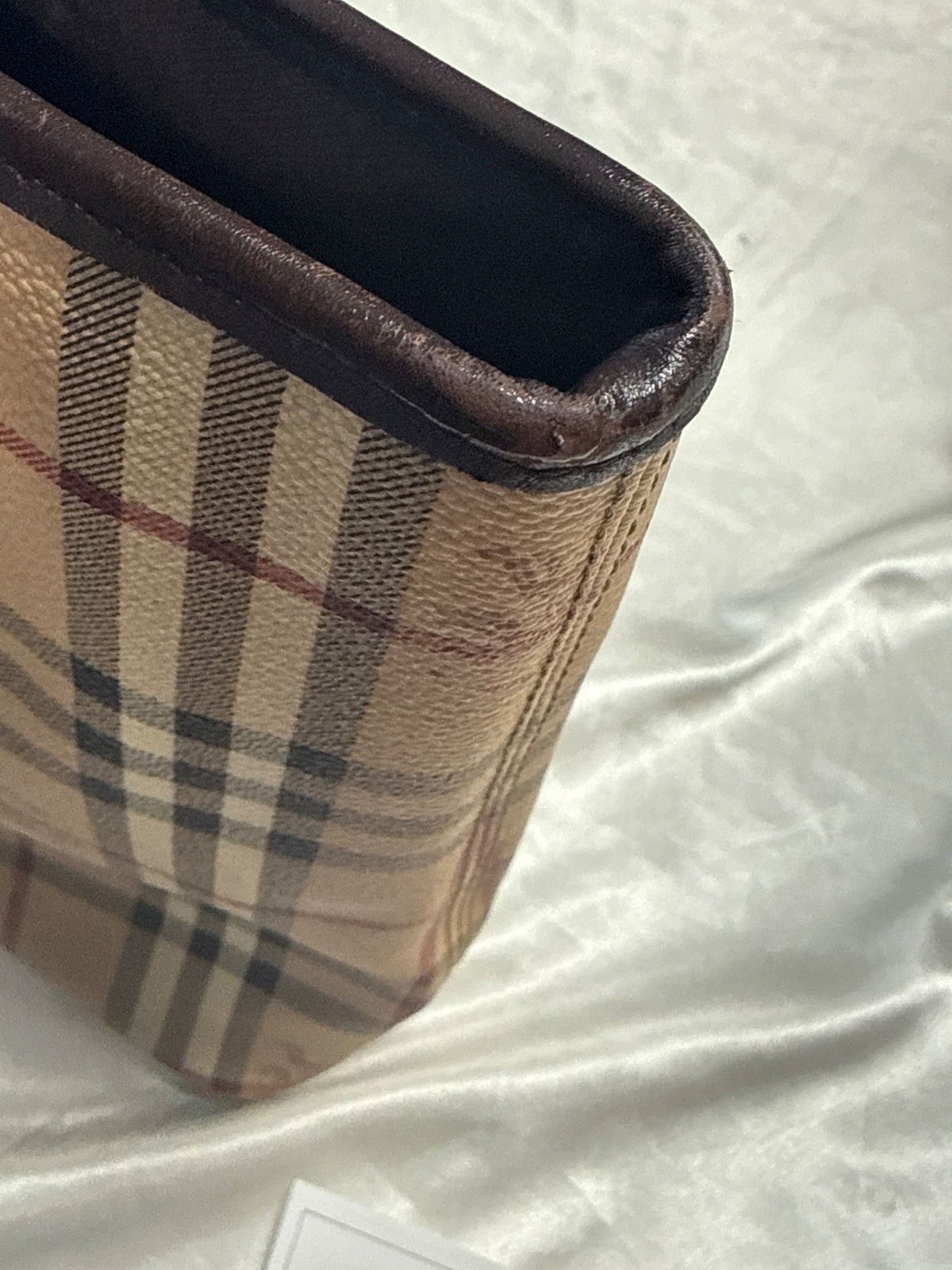Burberry Haymarket Check Tote in Dark Brown