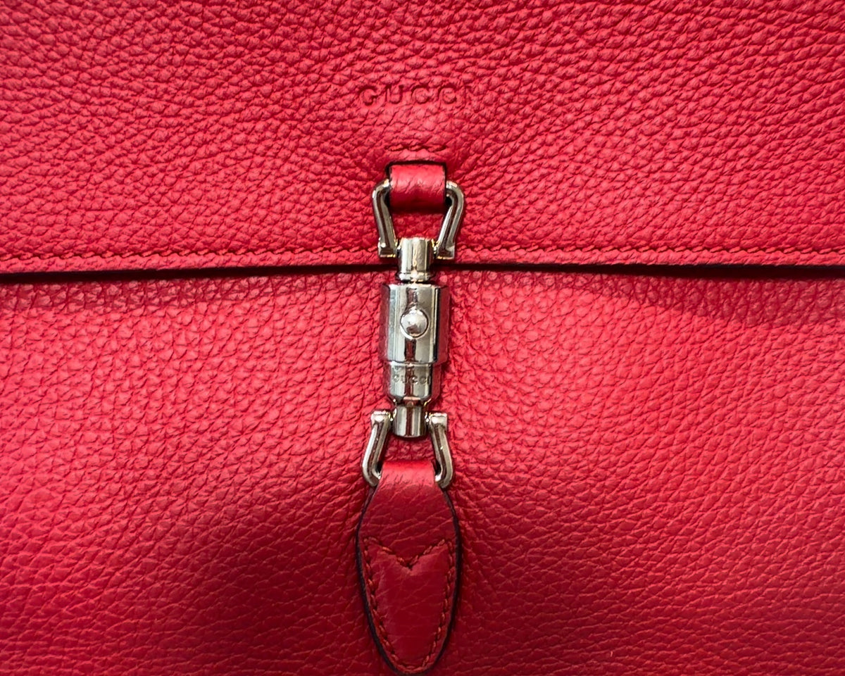 Gucci Piston Lock Jackie Flap Crossbody in Red