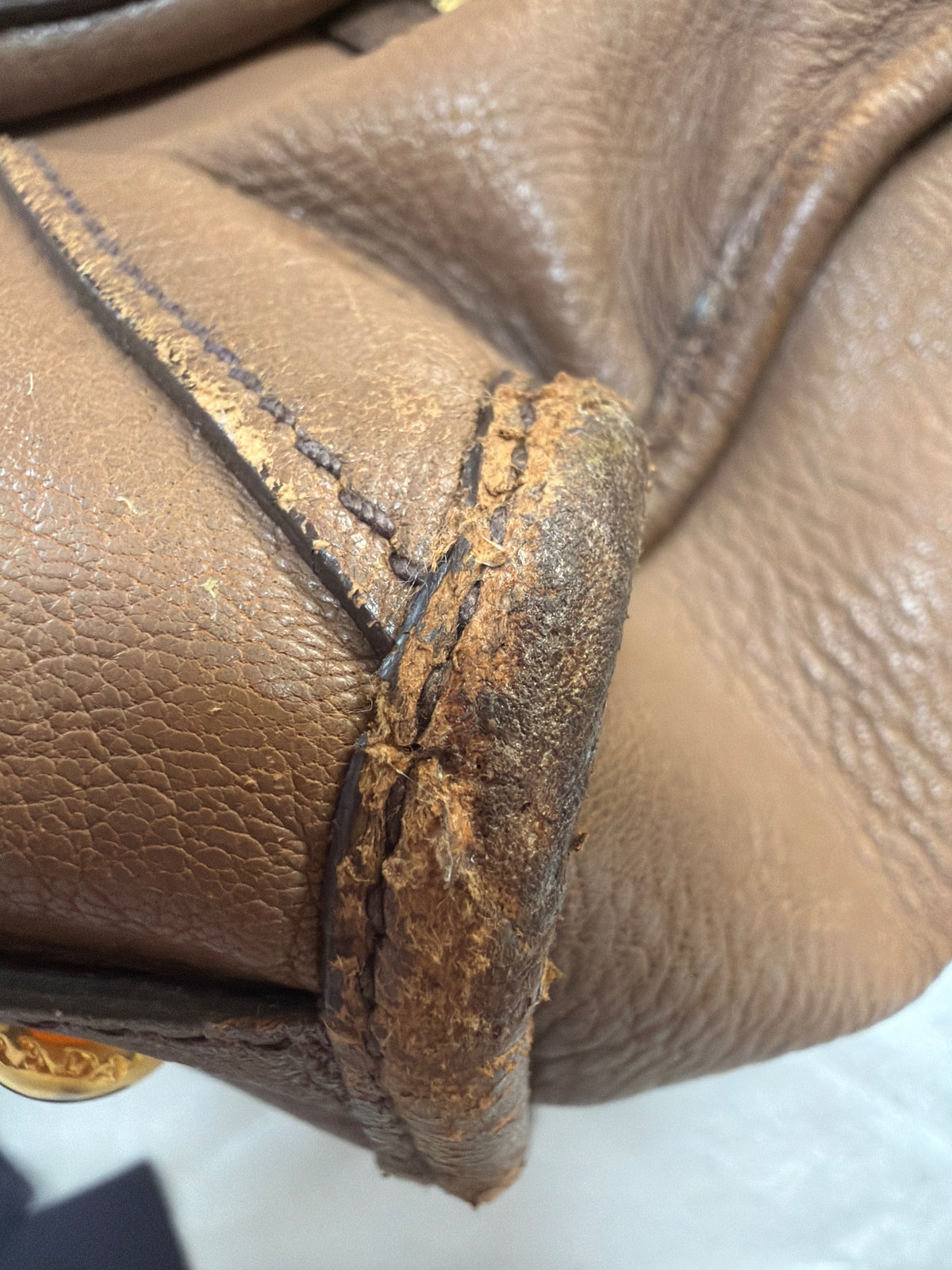 Prada Front Zipper Vitello Daino in Brown