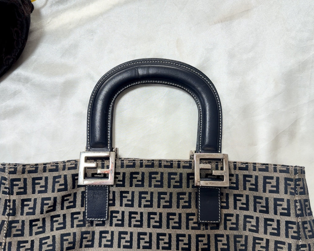 Fendi Zucca Canvas Tote in Blue