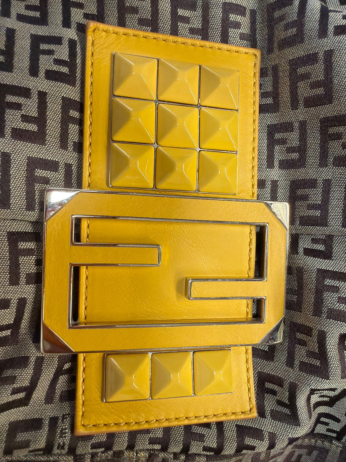 Fendi Zucca Shoulder Bag in Brown & Yellow