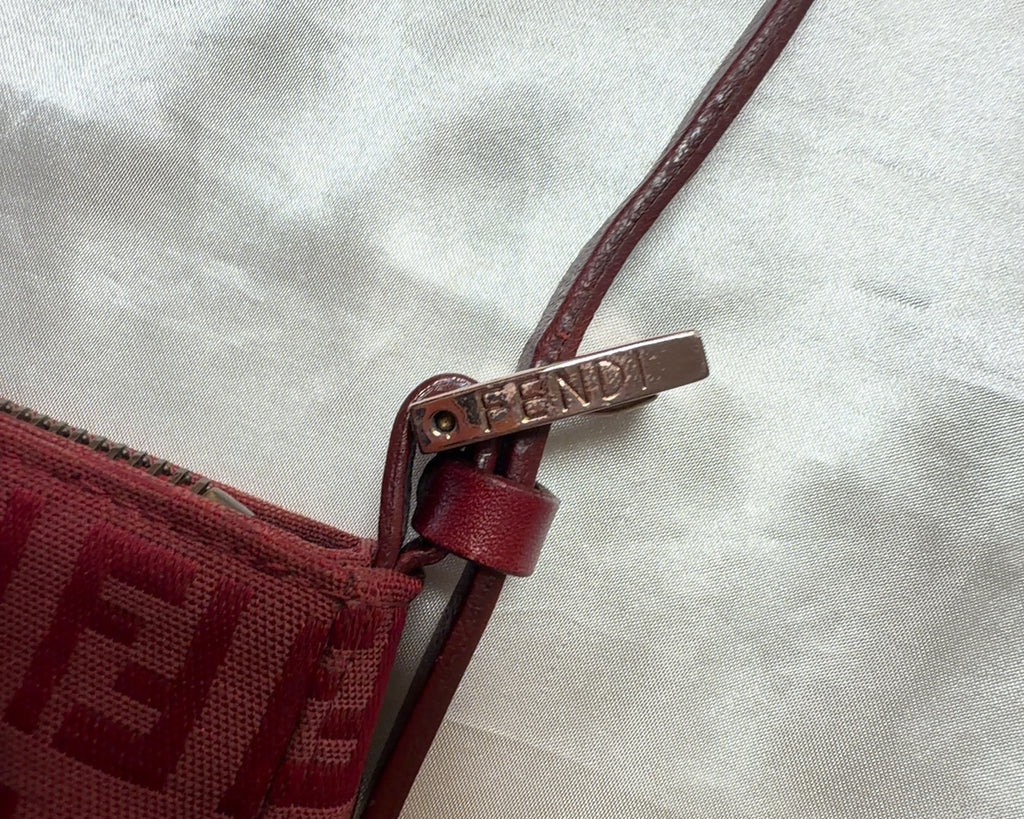 Fendi Zucca Canvas Pochette Shoulder Bag in Red