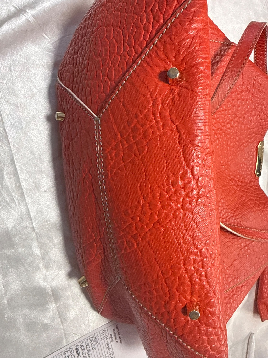 Burberry Embossed Check Tote in Orange