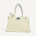 Prada Glace Calf Etiquette Leather Tote in White