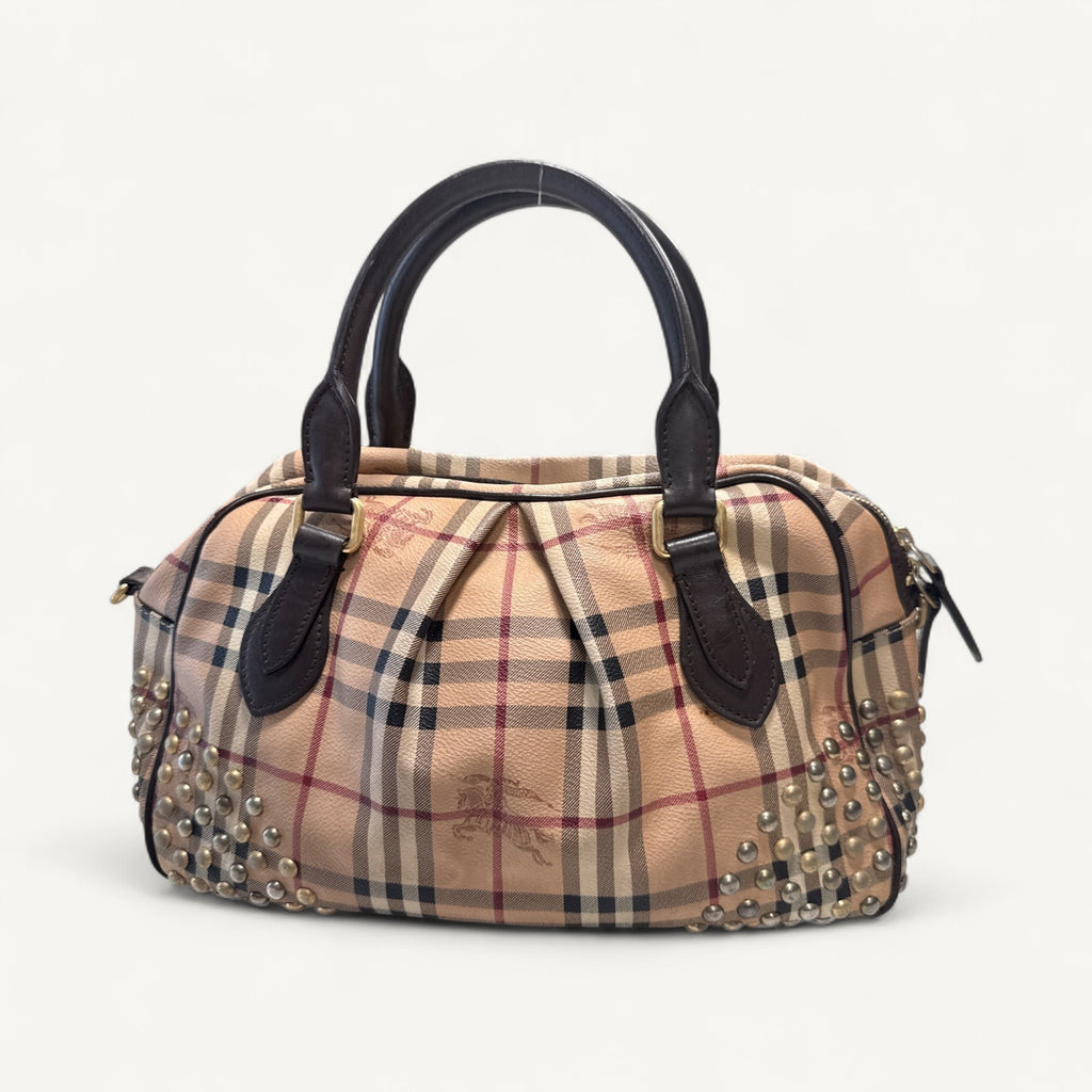 Burberry Haymarket Check Studded Bag in Brown