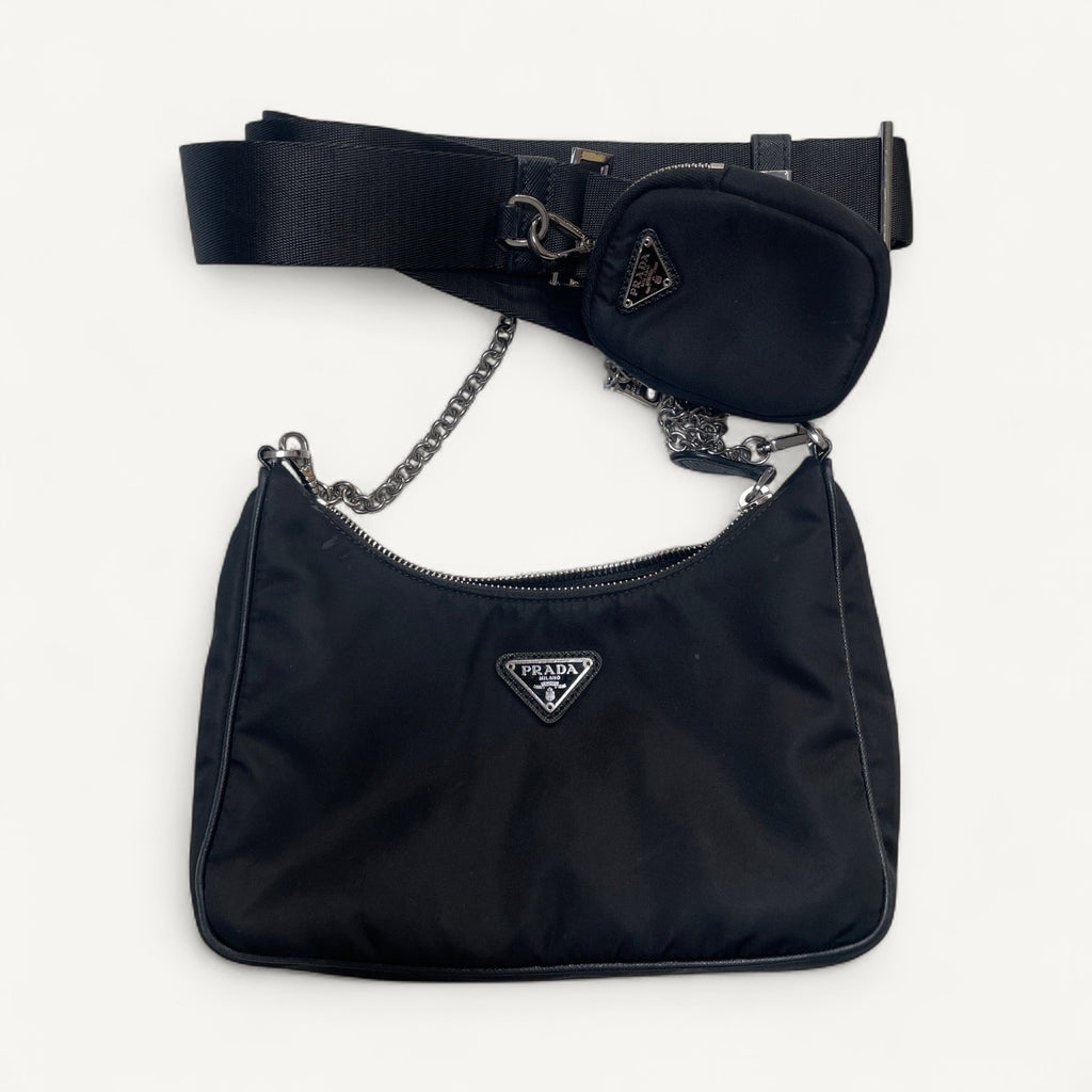 Prada Nylon Tessuto Crossbody Bag in Black