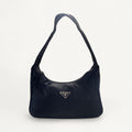 Prada Vintage Nylon Tessuto Shoulder Bag in Black