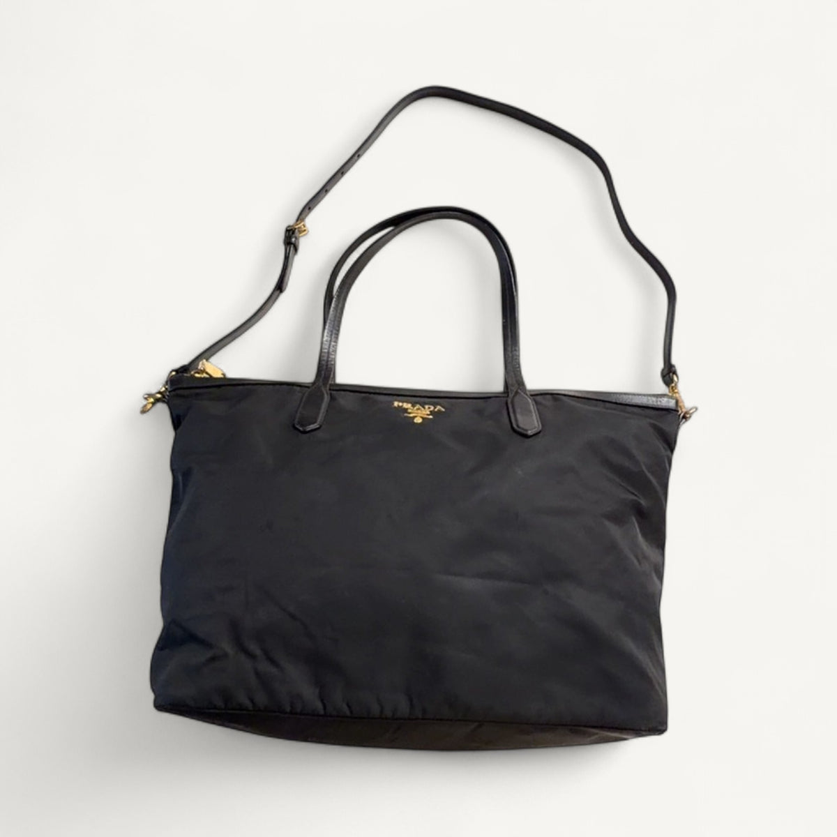 Prada Nylon Tessuto Saffiano Convertible Tote Crossbody Sling in Black