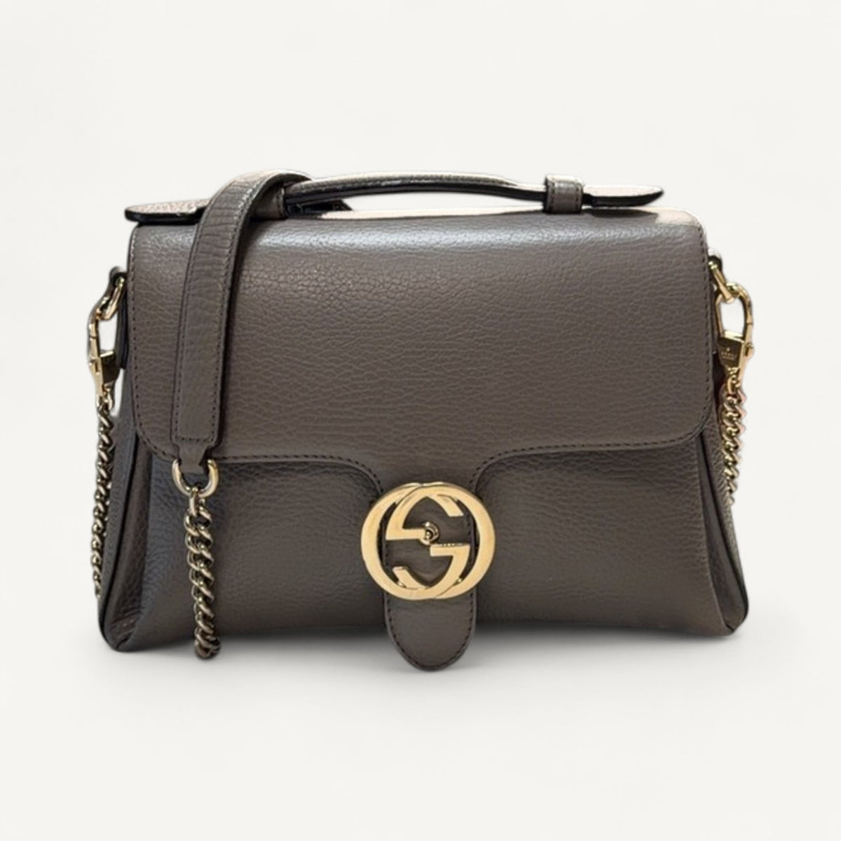 Gucci Top Handle Interlocking Crossbody Bag in Gray